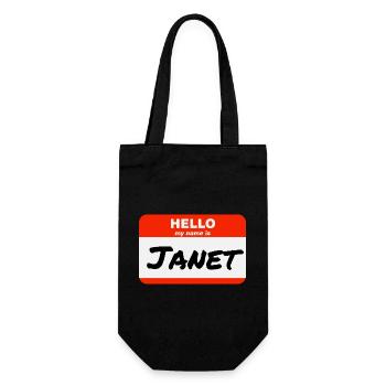 Hello My Name Is Janet Label Name Tag - Gift Bag for Bottles - black - Front