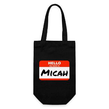 Hello My Name Is Micah Label Name Tag - Gift Bag for Bottles - black - Front