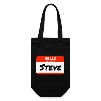 Hello My Name Is Steve Label Name Tag - Gift Bag for Bottles - black - Front