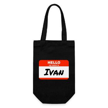 Hello My Name Is Ivan Etikett Namensschild - Geschenkbeutel für Flaschen - Schwarz - Vorne