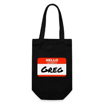 Hello My Name Is Greg Label Name Tag - Gift Bag for Bottles - black - Front