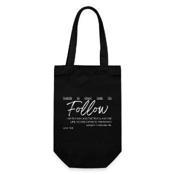 Es gibt nur einen, dem man folgen kann - Johannes 14,6 - Geschenkbeutel für Flaschen - Schwarz - Vorne