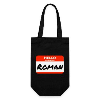 Hello My Name Is Roman Etikett Namensschild - Geschenkbeutel für Flaschen - Schwarz - Vorne