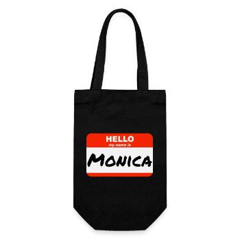 Hello My Name Is Monica Label Name Tag - Gift Bag for Bottles - black - Front