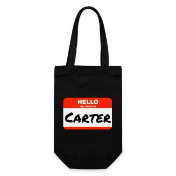 Hello My Name Is Carter Label Name Tag - Gift Bag for Bottles - black - Front