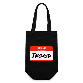 Hello My Name Is Ingrid Label Name Tag - Gift Bag for Bottles - black - Front