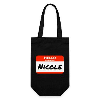 Hello My Name Is Nicole Etikett Namensschild - Geschenkbeutel für Flaschen - Schwarz - Vorne