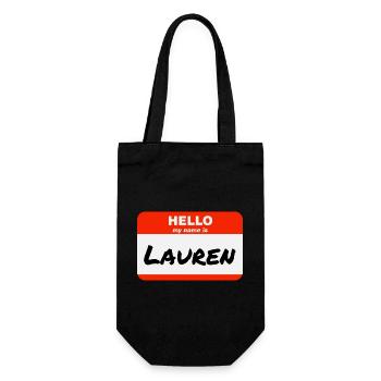 Hello My Name Is Lauren Etikett Namensschild - Geschenkbeutel für Flaschen - Schwarz - Vorne