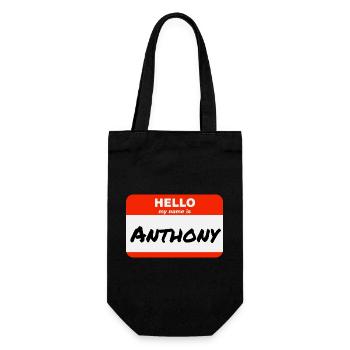 Hello My Name Is Anthony Label Name Tag - Gift Bag for Bottles - black - Front