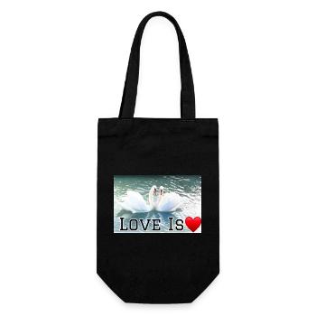 Liebe ist Schwanenherz - Geschenkbeutel für Flaschen - Schwarz - Vorne