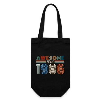 Awesome Since 1986 Retro Stripes - Geschenkbeutel für Flaschen - Schwarz - Vorne