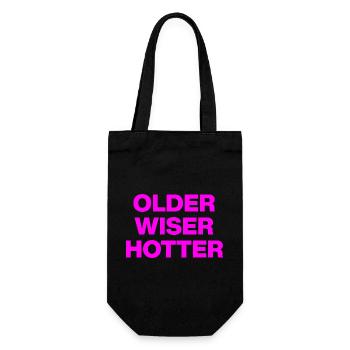 OLDER WISER HOTTER, BIRTHDAY GIFT - Gift Bag for Bottles - black - Front