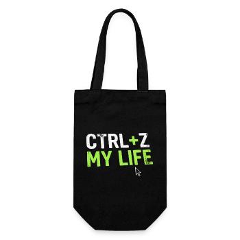 Developer Fun Shirt, CTRL + Z My Life - Gift Bag for Bottles - black - Front