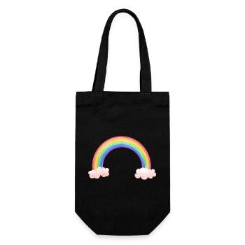 Regenbogenbogen mit Wolken - Geschenkbeutel für Flaschen - Schwarz - Vorne