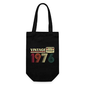 1976 Vintage Retro Birthday Gift - Gift Bag for Bottles - black - Front