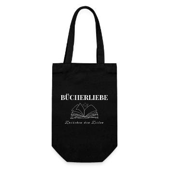 Bücherliebe Zwischen den Zeiten - Geschenkbeutel für Flaschen - Schwarz - Vorne