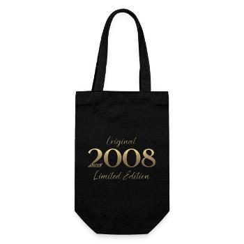 18th Birthday Gift Husband Original April 2008 - Gift Bag for Bottles - black - Front