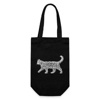 Esquisse abstraite de chat Gribouillé Art minimaliste - Sac à bouteille - noir - Devant