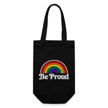 Motif arc-en-ciel rétro de la déclaration LGBT Be Proud - Sac à bouteille - noir - Devant