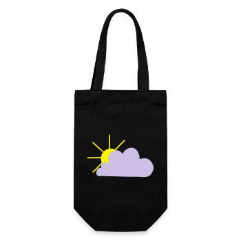 Sonne sieht hinter der Wolke hervor - Geschenkbeutel für Flaschen - Schwarz - Vorne