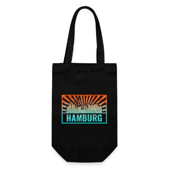Hamburg Skyline Gradient - Geschenkbeutel für Flaschen - Schwarz - Vorne