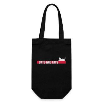 cats and tats Zitat - Geschenkbeutel für Flaschen - Schwarz - Vorne