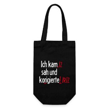 Ich Kam Sah Und Korrigierte! Deutsch Grammatik Leh - Geschenkbeutel für Flaschen - Schwarz - Vorne