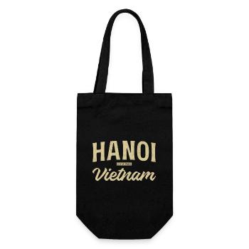 Hanoi Vietnam City of Peace Vintage - Geschenkbeutel für Flaschen - Schwarz - Vorne