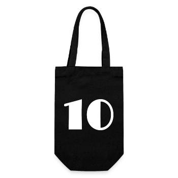 10. 10 JAHRE. 10-JÄHRIGES JUBILÄUM. GEBURTSTAG 10 JAHRE. - Geschenkbeutel für Flaschen - Schwarz - Vorne