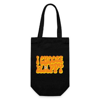 I Choose Happy Funny Retro Hippie Font - Gift Bag for Bottles - black - Front