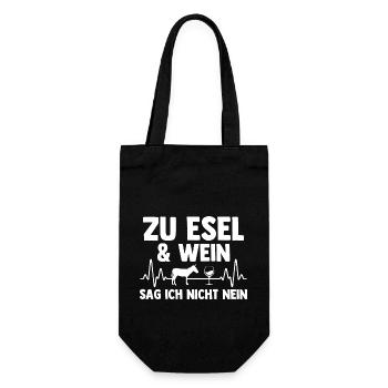Wein Esel - Geschenkbeutel für Flaschen - Schwarz - Vorne