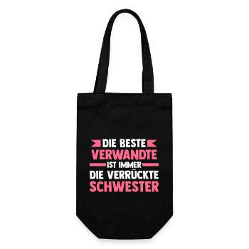 Familie Schwester - Geschenkbeutel für Flaschen - Schwarz - Vorne
