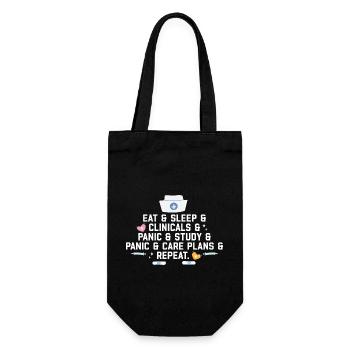 Eat Sleep Clinicals Panic Funny Nurse Medical - Geschenkbeutel für Flaschen - Schwarz - Vorne