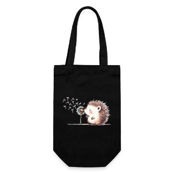 Igel mit Pusteblume - Geschenkbeutel für Flaschen - Schwarz - Vorne