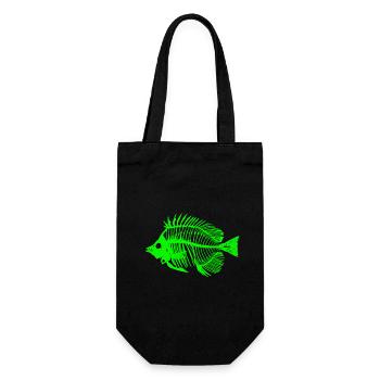 Leuchtender Fisch Skeleton Design - Geschenkbeutel für Flaschen - Schwarz - Vorne