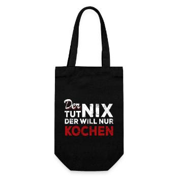 Der tut nix der will nur kochen - Spruch - Geschenkbeutel für Flaschen - Schwarz - Vorne