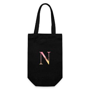 N | Monogramm | Name | Naemi |Watercolor - Geschenkbeutel für Flaschen - Schwarz - Vorne