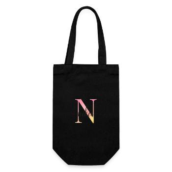 N | Monogram | Name | Nika |Watercolor - Gift Bag for Bottles - black - Front
