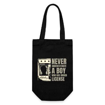 Never Underestimate A Boy Who Has Driver License - Gift Bag for Bottles - black - Front