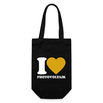 I Love Photovoltaik - Herz - Erneuerbare Energie - Geschenkbeutel für Flaschen - Schwarz - Vorne
