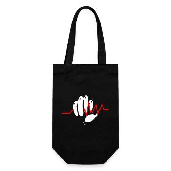 clenched fist with pulse line - Gift Bag for Bottles - black - Front