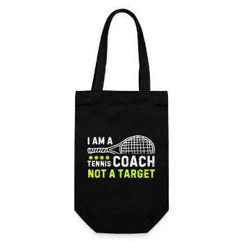 Tennis Coach Quote with Racket Motif - Gift Bag for Bottles - black - Front