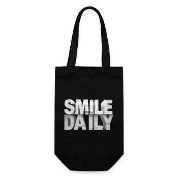 Smile daily – Monumentale Kalender-Buchstaben - Geschenkbeutel für Flaschen - Schwarz - Vorne
