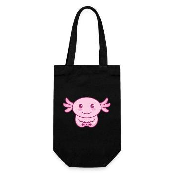Axolotl Zocker Gamer  - Geschenkbeutel für Flaschen - Schwarz - Vorne