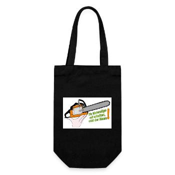Motorsäge Spruch Arbeit der Säge - Geschenkbeutel für Flaschen - Schwarz - Vorne