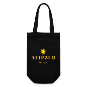 Aljezur Portugal Sonnenwappen - Geschenkbeutel für Flaschen - Schwarz - Vorne