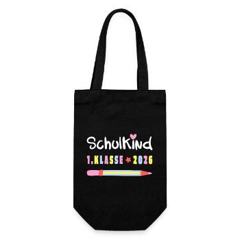 Schulkind 2026 – 1. Klasse Einschulung Shirt - Geschenkbeutel für Flaschen - Schwarz - Vorne