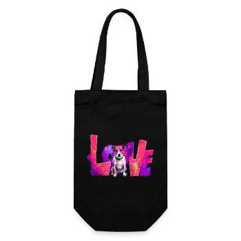 LOVE Gift for Jack Russell Owner Dog Fans - Gift Bag for Bottles - black - Front
