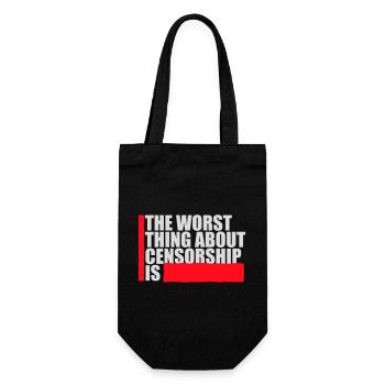 The Worst Thing About Censorship Is Lustig Ironie - Geschenkbeutel für Flaschen - Schwarz - Vorne