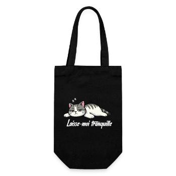T-shirt Chat Laisse-moi tranquille drôle - Sac à bouteille - noir - Devant